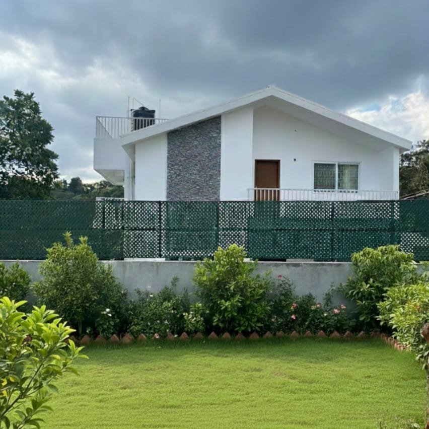 Villa and landscaped lawn